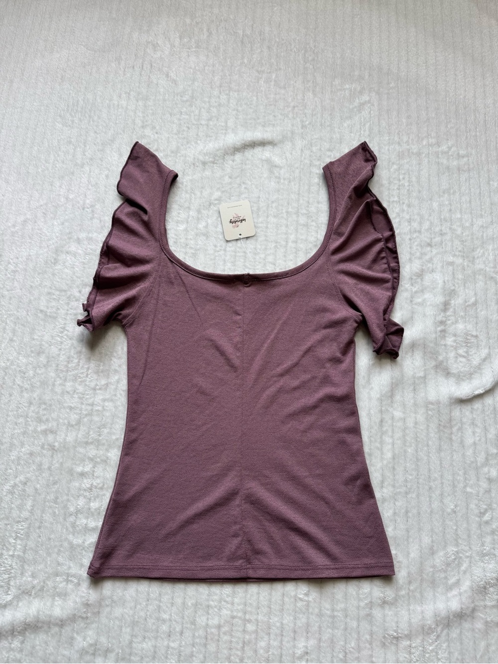 Free People Dusty Mauve Scoop Neck Ruffle Sleeve Top - Picture 7 of 7